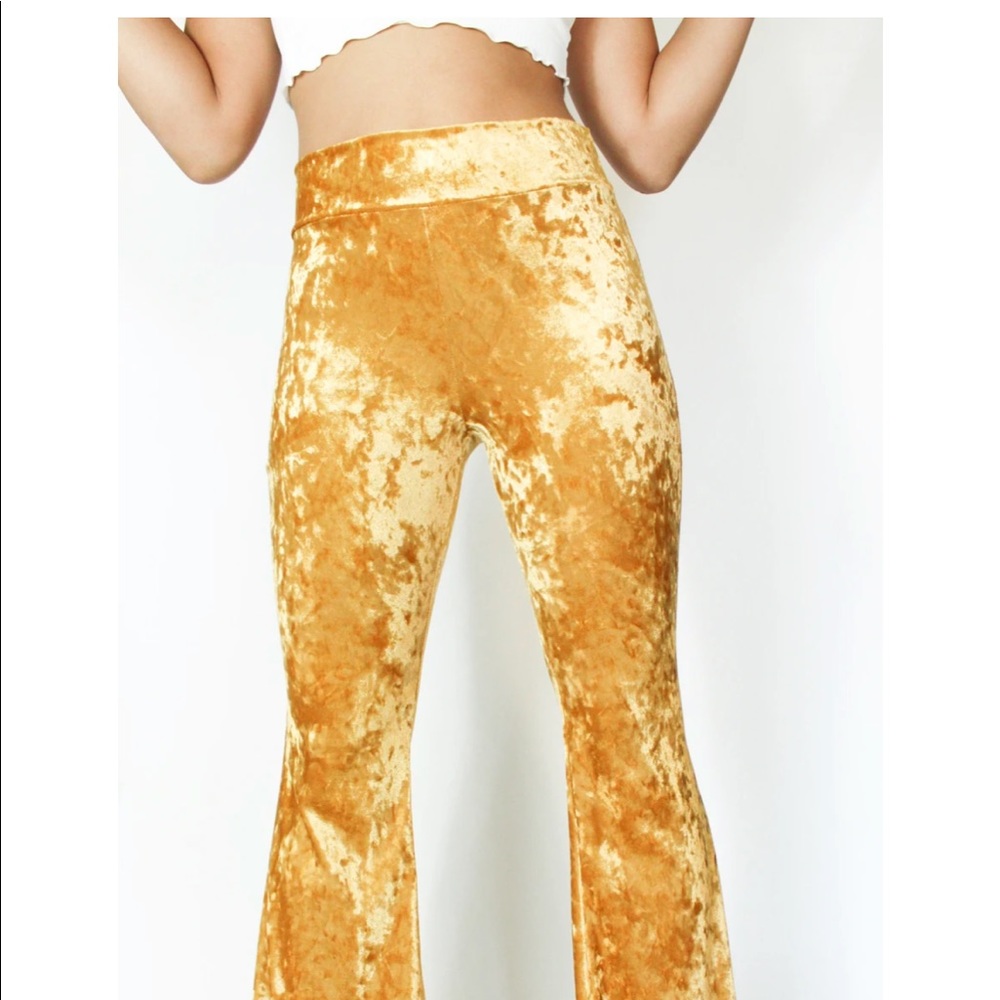 Gold Velvet Bell Bottoms
